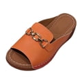 thumbnail image 1 of CYMMPU Women's Metal Chain Decor Open Toe Wedge Slide Sandals, Slip On Platform Comfort Shoes, Fashion Summer Outdoor Beach Casual Footwear Orange 43, 1 of 6