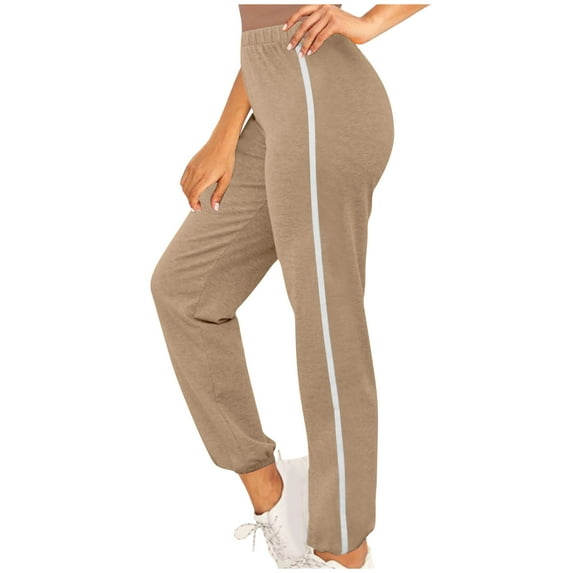 LMOIPLI Women's Palazzo Pants for Women Elastic High Waist Lightweight Long Pants Vintage Palazzo Pants for Women Sports Jogger Slim Solid Color Fashion Summer Clothes Brown L