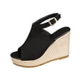 thumbnail image 1 of CYMMPU Women's Peep Toe Ankle Strap Platform Wedge Sandals Backless Slip On Footwear Suitable for Party and Vacation Outfits Black 37, 1 of 9