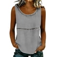 thumbnail image 1 of CYMMPU Women's Pleated Round Neck Sleeveless Blouse, Solid Color Casual Tank Top with Vertical Stitching, Lightweight Summer Shirt Gray M, 1 of 6