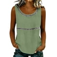 thumbnail image 1 of CYMMPU Women's Pleated Round Neck Sleeveless Blouse, Solid Color Casual Tank Top with Vertical Stitching, Lightweight Summer Shirt Green XL, 1 of 6