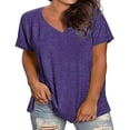 thumbnail image 1 of CYMMPU Women's Plus Size V Neck T Shirts Short Sleeve Tops Solid Fashion Casual Summer Tshirts Loose Fit Tees Purple XXXL, 1 of 5