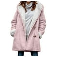 thumbnail image 1 of CYMMPU Women’s Sherpa Lined Duffle Hooded Coat, Toggle Closure Mid‑Length Patch Pockets Long Sleeve Warm Outerwear for Fall Winter Outdoor Travel and Casual Wear Pink XL, 1 of 7