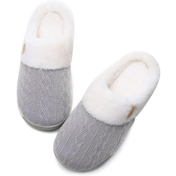 CYMMPU Women's Slippers Clearance Ladies Memory Foam Slippers Non-slip Rubber Bottom Ladies Home Slippers Warm Plush Lining Bedroom Comfortable Home Shoes