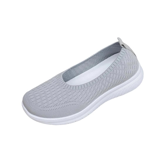 CYMMPU Women's Soft Sole Slip On Wedge Shoes, Breathable Knit Platform Footwear, Casual Solid Color Closed Toe Shoes for Spring Summer Gray 42