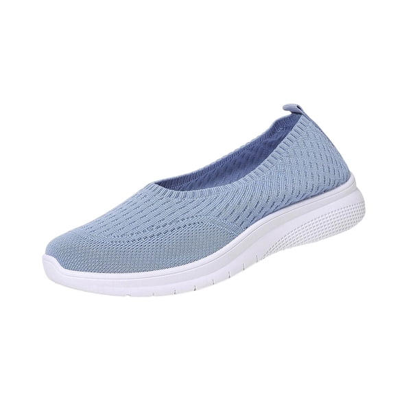 CYMMPU Women's Soft Sole Slip On Wedge Shoes, Breathable Knit Platform Footwear, Casual Solid Color Closed Toe Shoes for Spring Summer Light Blue 41