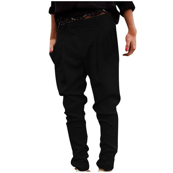 LMOIPLI Women's Solid Color Elastic High Waist Vintage Palazzo Pants for Women Sports Jogger Palazzo Pants for Women Slim Full Lenght Trousers Fashion Summer Clothes Black XXXL