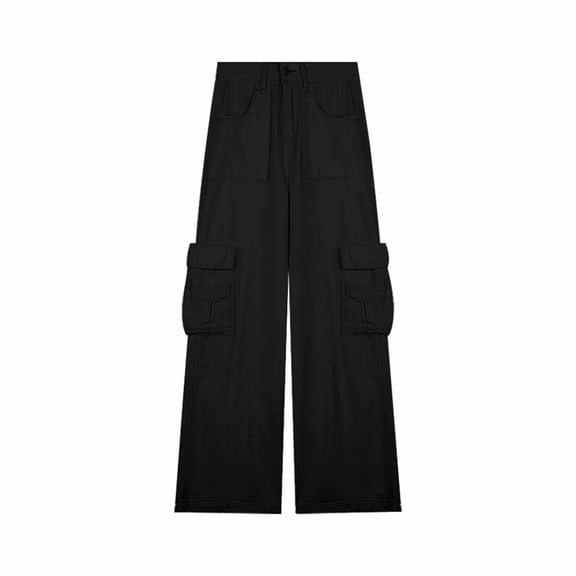 LMOIPLI Women's Solid Color Lightweight Long Pants Loose Palazzo Pants Vintage Loose Palazzo Pants Dressy Bottoms High Waist Comfy Lounge Palazzo Fashion Summer Clothes Black XL