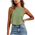 thumbnail image 1 of CYMMPU Women's Solid Ribbed High Neck Crop Tank Top, Sleeveless Slim Fit Y2K Basic Layering Vest Army Green XXL, 1 of 7