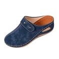 thumbnail image 1 of CYMMPU Women's Strap Decor Closed Toe Wedge Mules, Round Toe Slip On Breathable Backless Clogs, Outdoor Casual Footwear Blue 41, 1 of 9