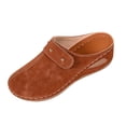 thumbnail image 1 of CYMMPU Women's Strap Decor Closed Toe Wedge Mules, Round Toe Slip On Breathable Backless Clogs, Outdoor Casual Footwear Brown 36, 1 of 9
