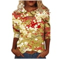 thumbnail image 1 of CYMMPU Women's Summer Fall Tunic Tops Basic Tees Business Work Blouses Swing Shirts Floral Printed 3/4 Length Sleeve Vintage Crewneck 2025 Clothes Multicolor XXXL, 1 of 5