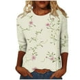 thumbnail image 1 of CYMMPU Women's Summer Fall Tunic Tops Business Work Blouses Floral Printed Flowy Blouse 3/4 Length Sleeve Casual Shirts Crewneck Basic Tees 2025 Clothes Multicolor XXXXXL, 1 of 5