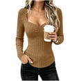 thumbnail image 1 of CYMMPU Women’s Sweetheart Neck Long Sleeve Top, Ribbed Knit Ruched Front Slim Fit Pullover Shirt for Date Night and Going‑Out Occasions Khaki M, 1 of 7