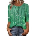 thumbnail image 1 of CYMMPU Women's Swing Shirts Floral Printed 3/4 Length Sleeve Button up Scoop Neck Vintage Basic Tees Tunic Tops Summer Fall Business Work Blouses 2025 Clothes Mint Green S, 1 of 6