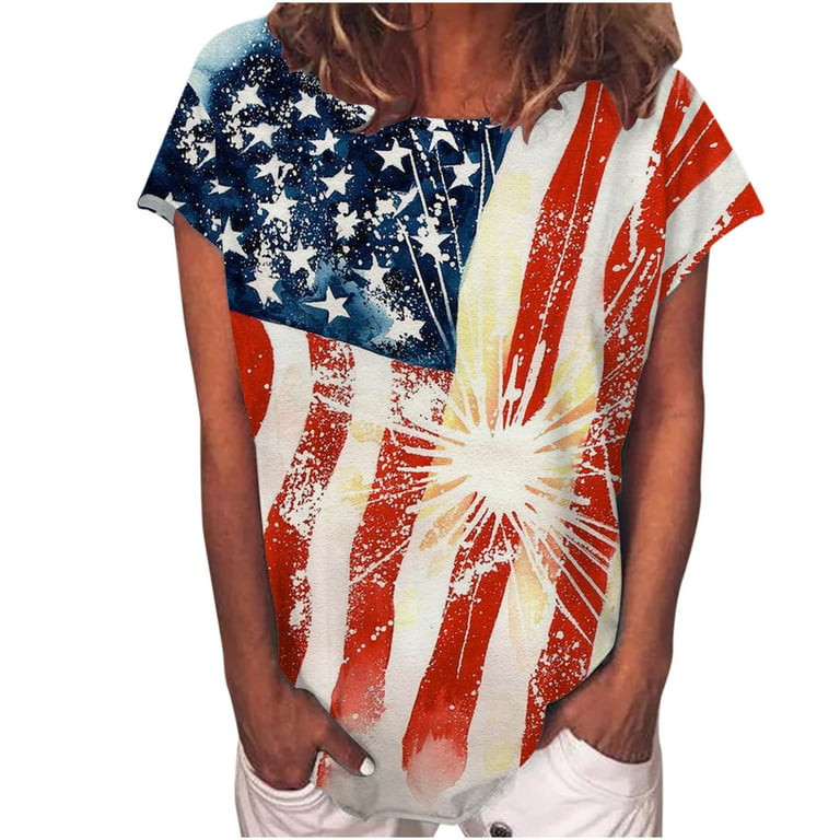 CYMMPU Women s Trendy 4th of July Patriotic Tees 2023 Clothing for
