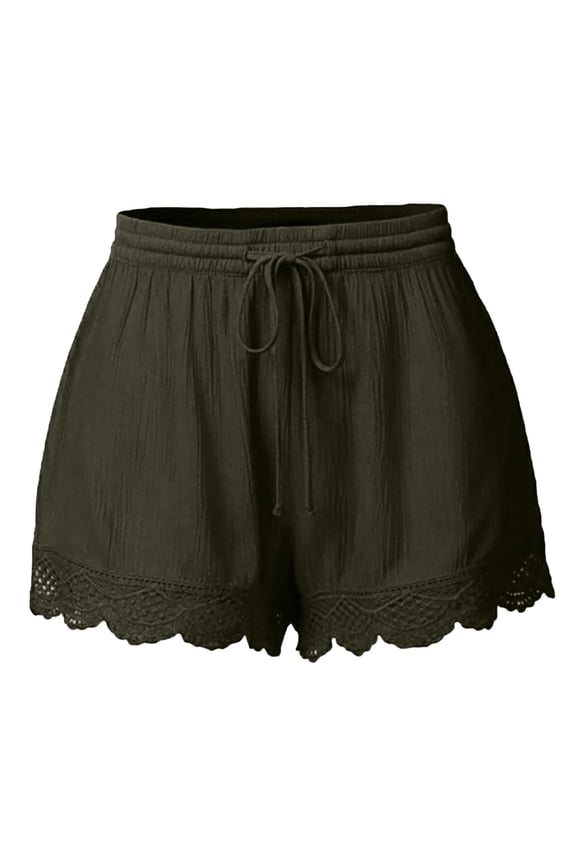 Womens Casual Shorts Summer Comfy Casual Solid Short Pants Drawstring Elastic Waist Summer Shorts Army Green XL