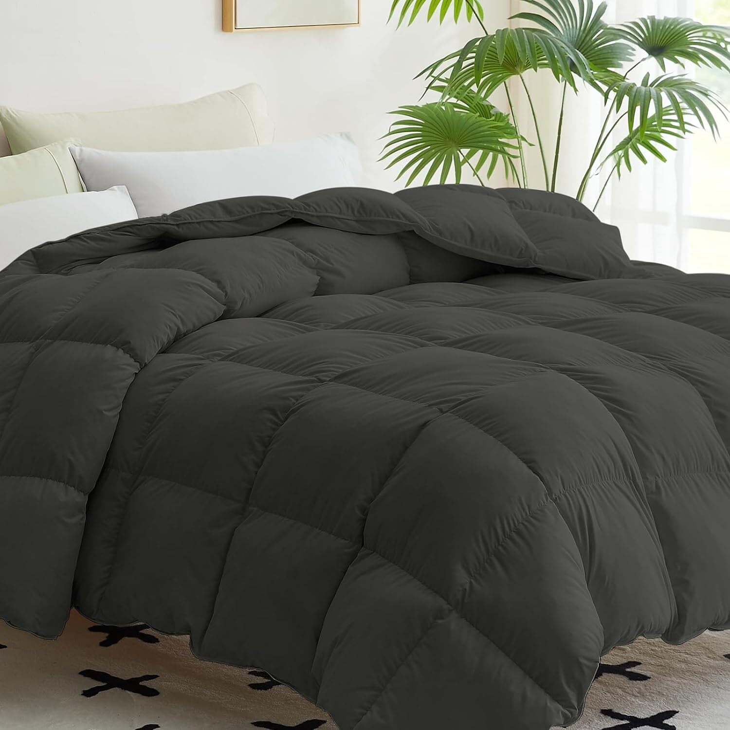 CYMULA Goose Feather Down Comforter Twin Size, Hotel Fluffy Breathable