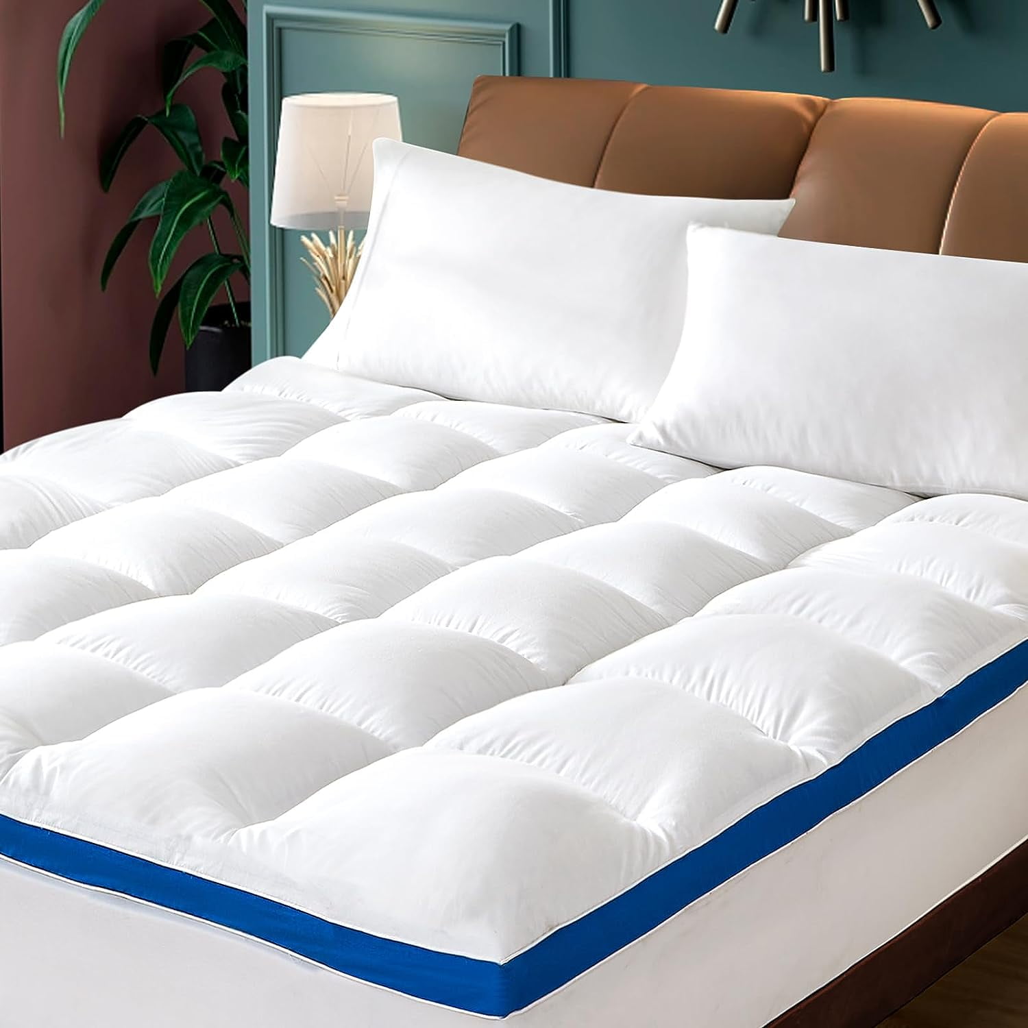 CYMULA Mattress Topper King, Pillow Top Mattress Topper King Size, 3D