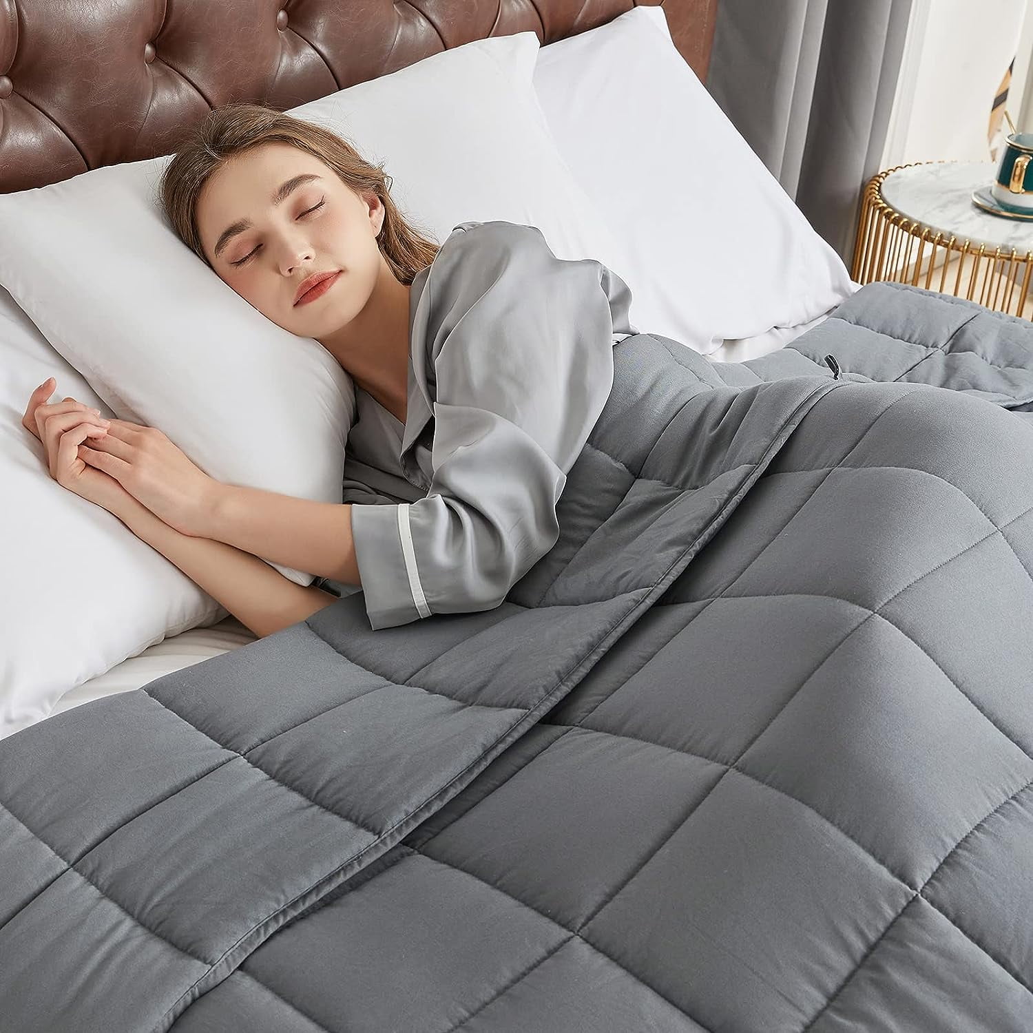 CYMULA Weighted Blanket Breathable Fabric with Premium Glass Beads for Adults 20lbs 80
