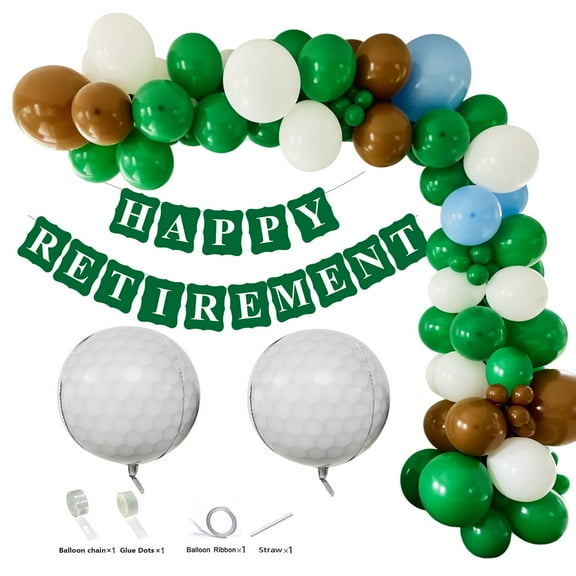 CYMYLAR 119pcs Golf Retirement Balloon Garland Kit Golf Ball Balloons Party Decorations Happy Retirement Banner