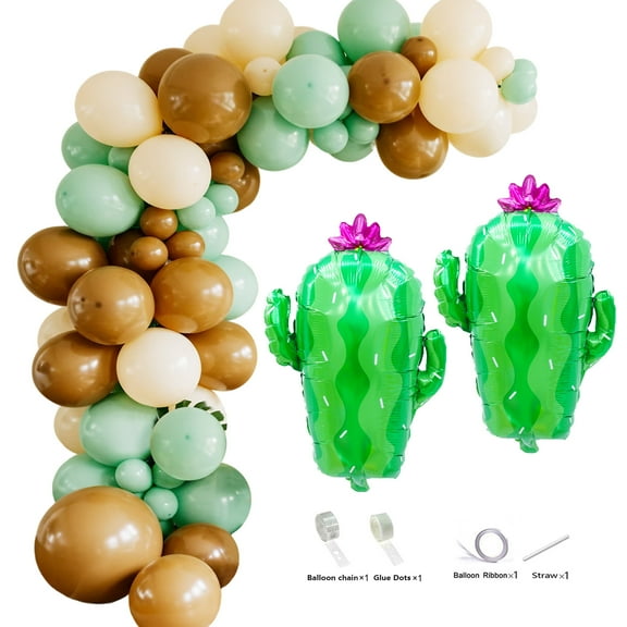 CYMYLAR 122pc Boho Garden Party Balloon Kit | Outdoor Decor | Cactus Garland