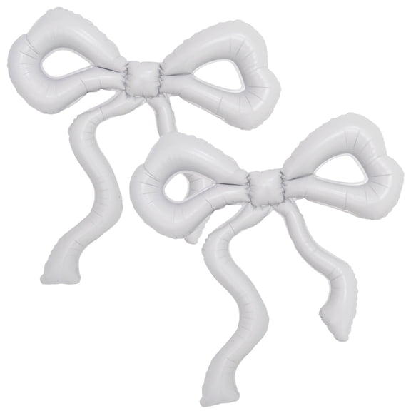 CYMYLAR 2 Pcs Large White Bow Foil Balloons (36") Mylar Balloon for Wedding Bridal Baby Shower Decor