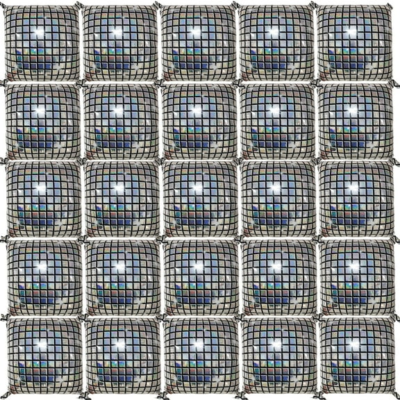 CYMYLAR 25Pcs Disco Square Foil Balloon Wall Backdrop for Birthday/Anniversary/Bachelorette Party Decoration