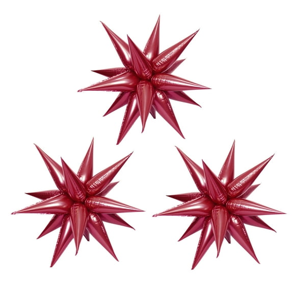 CYMYLAR 3 Star Balloons, 26-Inch Burgundy Exploding Star Foil Balloons, Perfect For Birthdays, Baby Showers, Bachelorette Parties, Weddings, Hot Pink Party Decorations