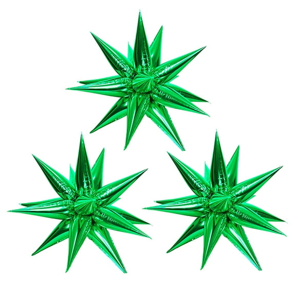CYMYLAR 3 Star Balloons, Huge Green Exploding Star Foil Balloons, Suitable for Birthday, Baby Shower, Green Party, Carnival Party Decoration Supplies