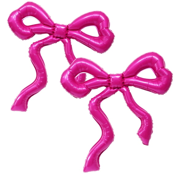 CYMYLAR 36" Giant Pink Bow Balloons (2 Pk) Helium Foil Kit for Girl Birthday Baby Shower Party