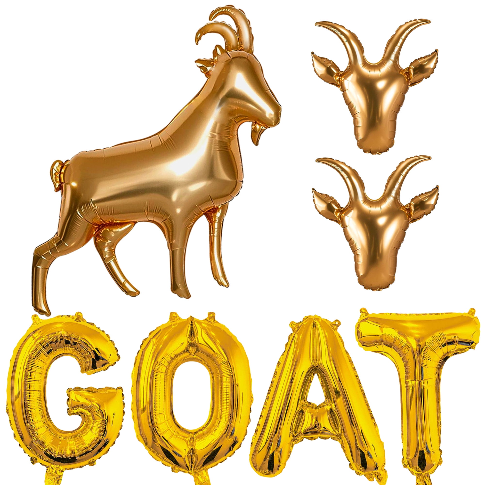 CYMYLAR Gold GOAT Letter | Giant Goat Foil Balloons Set - Greatest Of All Time Party Decorations for Retirement, Birthday, Sports Theme