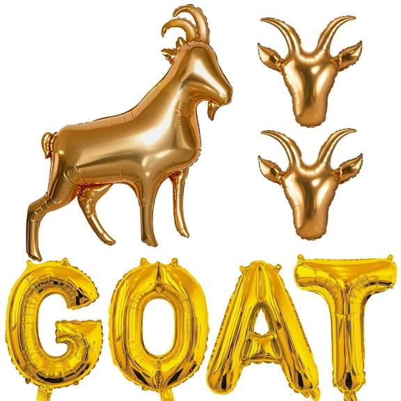 CYMYLAR Gold GOAT Letter | Giant Goat Foil Balloons Set - Greatest Of All Time Party Decorations for Retirement, Birthday, Sports Theme