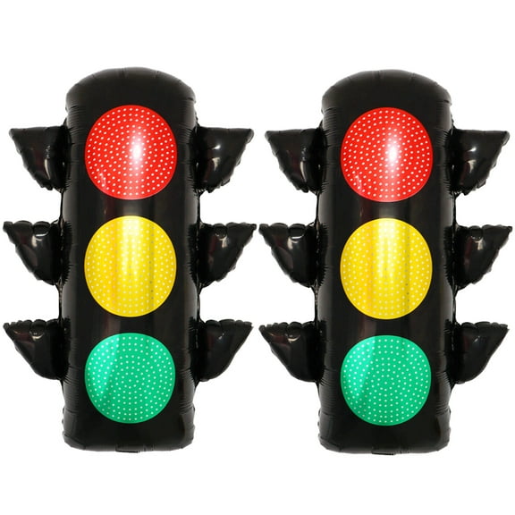 CYMYLAR Large 33in Traffic Light Balloons (2 Pack) Foil Mylar for Car Truck Birthday Party Decor