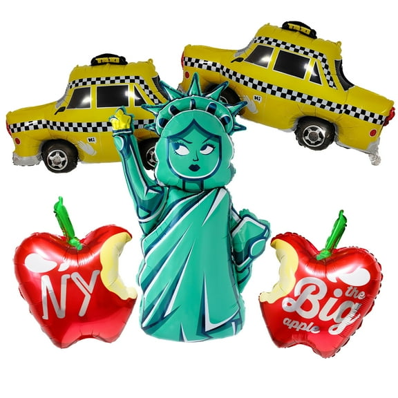 CYMYLAR New York City Party Decorations Jumbo Statue of Liberty Mylar Balloons Kit - Taxi Cabs Big Apple Foil NYC Supplies