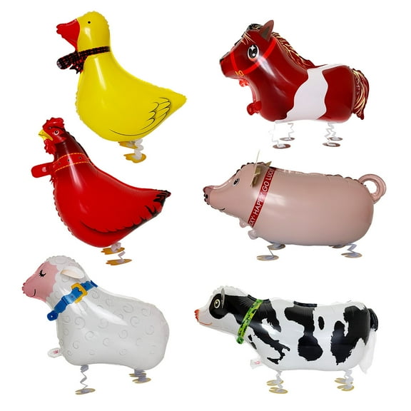 CYMYLAR Walking Farm Animals Balloon, Kid Birthday Party BBQ Barbecue Party Decorations (6pcs)