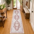 thumbnail image 1 of CYNERA Vintage Distressed Bohemian Runner Rug 2'x8', Red Soft Machine Washable Foldable Non-Slip Carpet for Hallway Kitchen Entryway Bedroom Laundry, 1 of 8