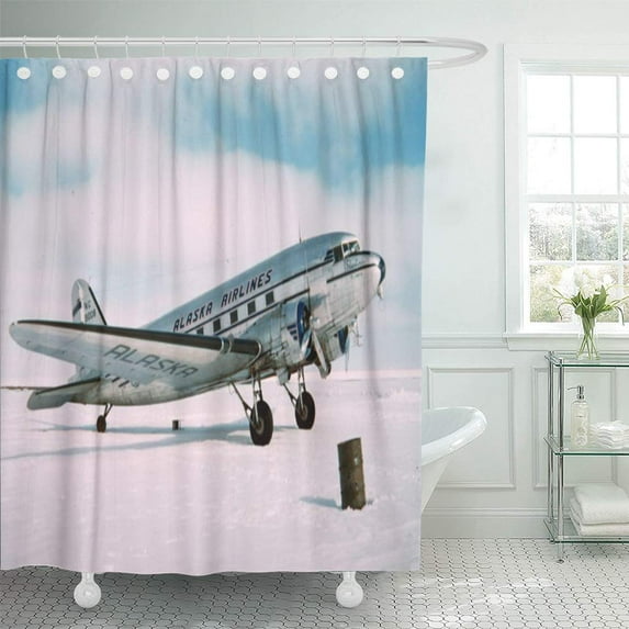 CYNLON Airplanes Vintage Aviation Airplane Air Plane Fly Flying Aviator Bathroom Decor Bath Shower Curtain 60x72 inch