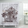 thumbnail image 1 of CYNLON Architecture Victorian Conch House Key West Drawing Palm Tree Bathroom Decor Bath Shower Curtain 66x72 inch, 1 of 1