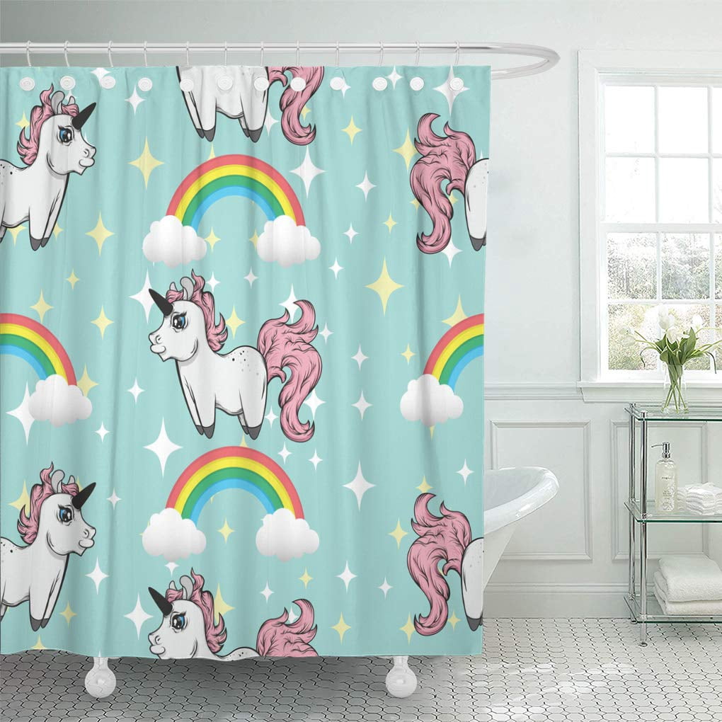 Print Pattern Unicorn Bathroom Shower Curtain