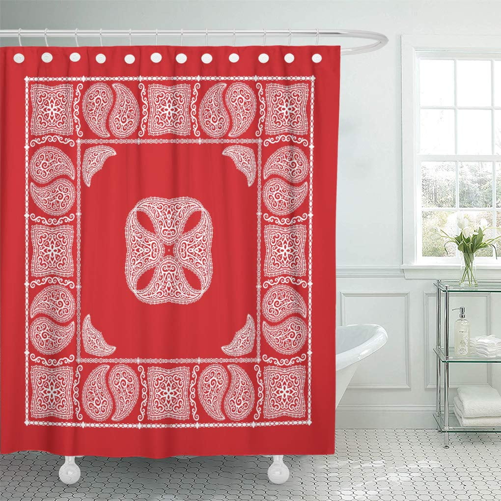 CYNLON Bandanna Black Handkerchief Paisley Bandana Red Abstract Border