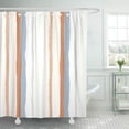 thumbnail image 1 of CYNLON Beige Striped Pattern Lines with Torn Effect Shred Edge Gray Orange White Colors Bathroom Decor Bath Shower Curtain 66x72 inch, 1 of 1