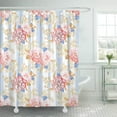 thumbnail image 1 of CYNLON Blue Aroma Pink Roses Bouquet Watercolor Shabby Chic Red Bloom Bathroom Decor Bath Shower Curtain 66x72 inch, 1 of 1