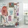 thumbnail image 1 of CYNLON Blue Fine Vintage World Travel Silhouettes White Black Themes Bathroom Decor Bath Shower Curtain 60x72 inch, 1 of 1