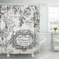 thumbnail image 1 of CYNLON Blue French Paris France Floral Vintage Antique Script Beautiful Bathroom Decor Bath Shower Curtain 60x72 inch, 1 of 1