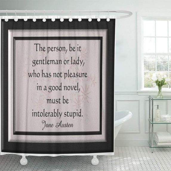 CYNLON Books Jane Austen Pride Prejudice Author English About Reading Bathroom Decor Bath Shower Curtain 66x72 inch