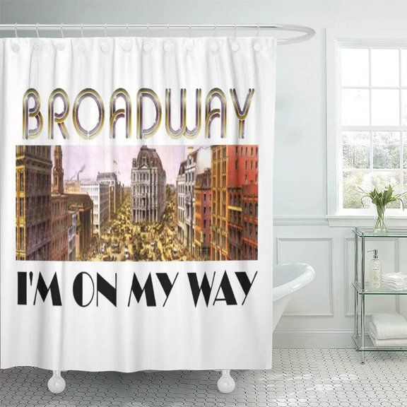 CYNLON Braodway Tee Broadway Star York Theatre Theater Actor Actress Bathroom Decor Bath Shower Curtain 60x72 inch