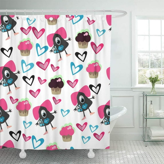 CYNLON Bright Alien Love Monsters Ancient Animated Beast Bizarre Bathroom Decor Bath Shower Curtain 60x72 inch