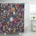 thumbnail image 1 of CYNLON Cartoon Cute Doodles Disco Music Colorful Detailed Lots All Bathroom Decor Bath Shower Curtain 60x72 inch, 1 of 1