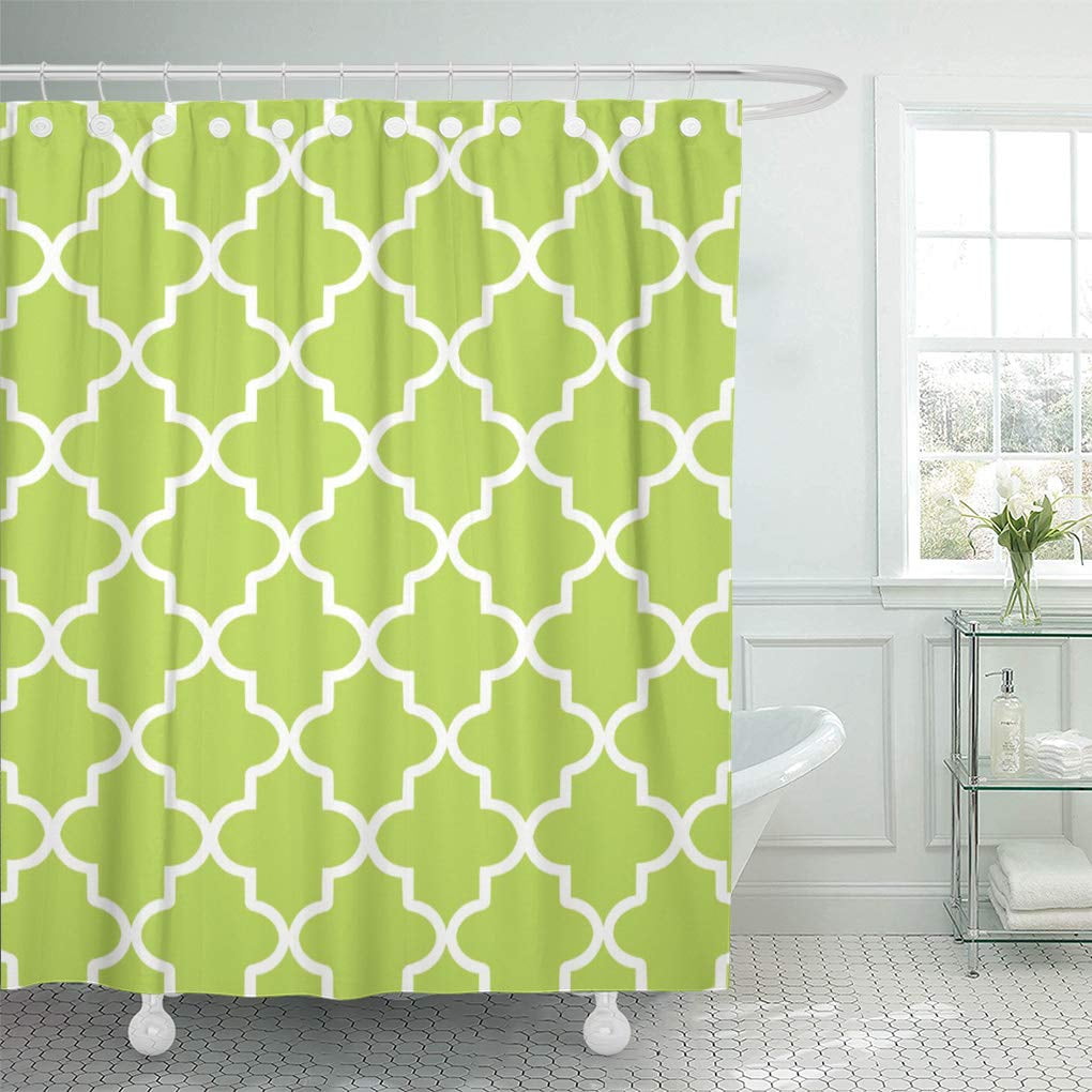 CYNLON Chic Modern Lime Green and Moroccan Quatrefoil Lattice Preppy ...